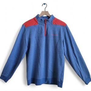 Vineyard Vines Quarter Zip Cotton Sweatshirt Size Small Blue Red